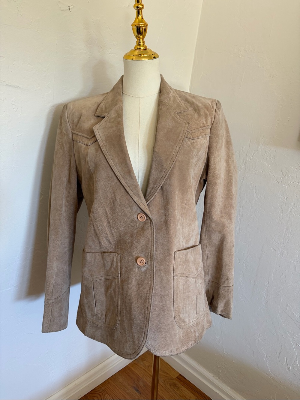 Taupe Suede Women's Blazer Jacket